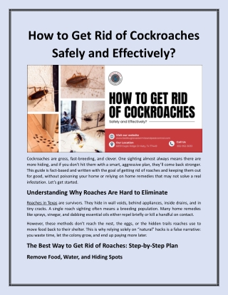 How to Get Rid of Cockroaches Safely and Effectively