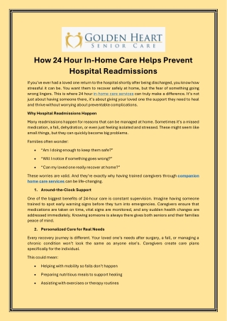 How 24 Hour In-Home Care Helps Prevent Hospital Readmission