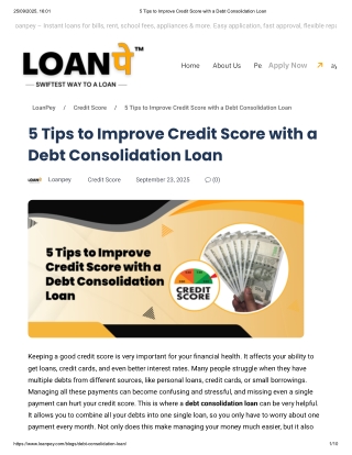 5 Tips to Improve Credit Score with a Debt Consolidation Loan