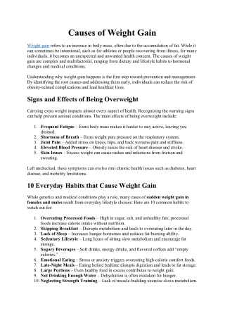 Causes of Weight Gain
