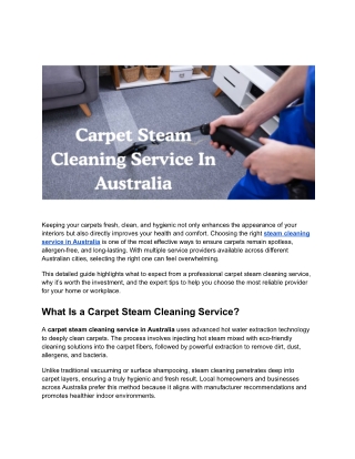 Steam Cleaning Services in Australia | Professional Carpet & Upholstery Care