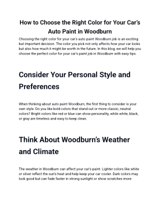 How to Choose the Right Color for Your Car’s Auto Paint in Woodburn