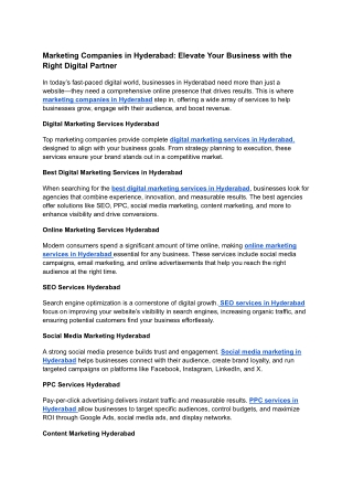 marketing companies in hyderabad