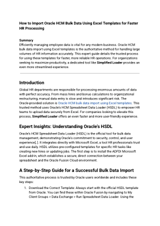 How to Import Oracle HCM Bulk Data Using Excel Templates for Faster HR Processing