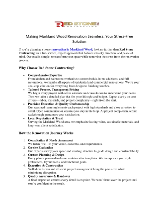 Markland Wood Renovation Experts | Redstone Contracting Home Improvement Service