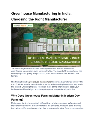 Greenhouse Manufacturing in India_ Choosing the Right Manufacturer