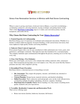 Mimico Home Renovation Experts | Redstone Contracting's Premier Renovation