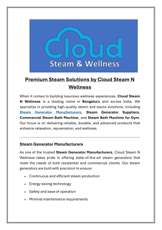 Premium Steam Solutions by Cloud Steam N Wellness