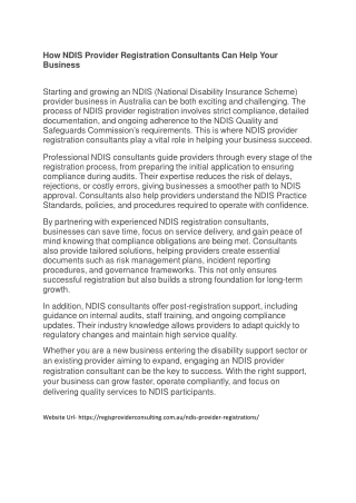 How NDIS Provider Registration Consultants Can Help Your Business