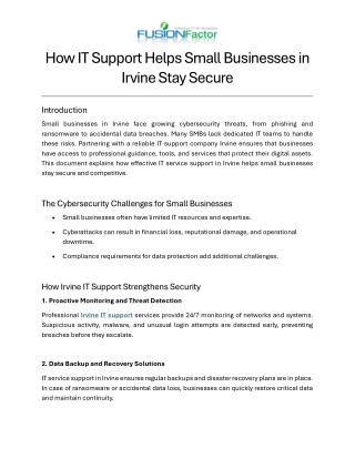 IT Support Helps Small Businesses in Irvine