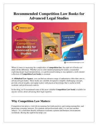 Recommended Competition Law Books for Advanced Legal Studies