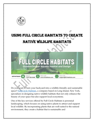 Customized Aquatic Habitats -Full Circle Habitats