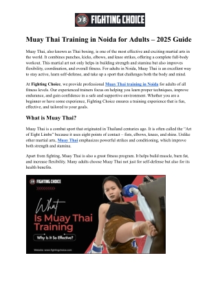 Muay Thai Training in Noida for Adults – 2025 Guide