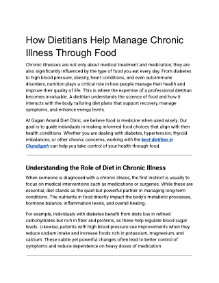 How Dietitians Help Manage Chronic Illness Through Food