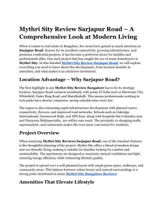 Mythri Sity Review Sarjapur Road – A Comprehensive Look at Modern Living (1)