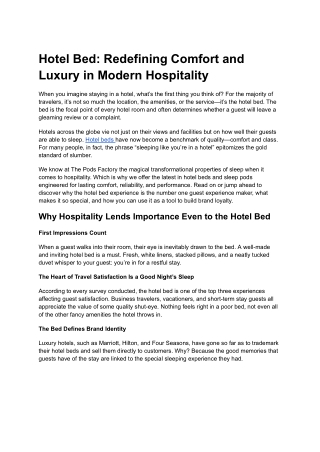 Hotel Bed_ Redefining Comfort and Luxury in Modern Hospitality
