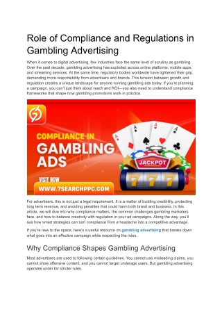 Role of Compliance and Regulations in Gambling Advertising