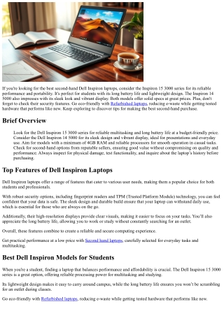 Best Second Hand Dell Inspiron Laptops