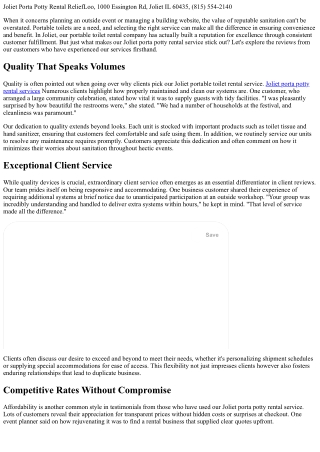 Client Testimonials: Why They Select Our Joliet Porta Potty Service