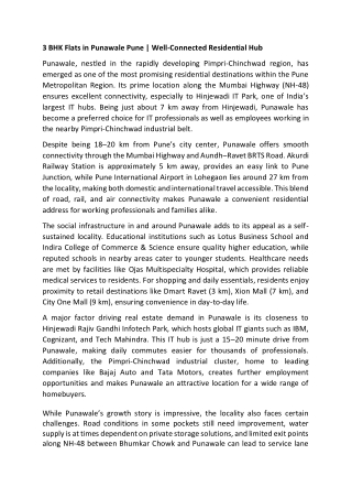 3 BHK Flats in Punawale Pune | Well-Connected Residential Hub