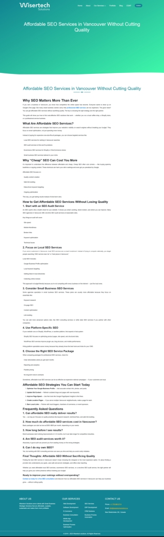 Affordable SEO Services in Vancouver Without Cutting Quality