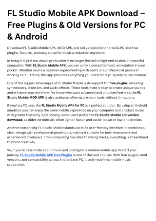 FL Studio Mobile APK Download free plugins