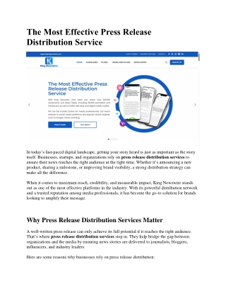 Press Release Distribution Service