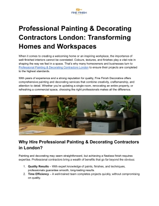 Professional Painting & Decorating Contractors London