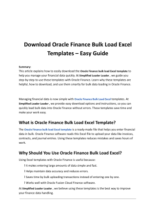 Download Oracle Finance Bulk Load Excel Templates – Easy Guide