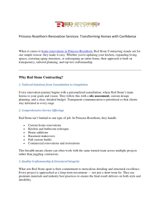 Expert Home Remodeling by Redstone Contracting | Princess Rosethorn Renovation