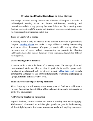 Creative Small Meeting Room Ideas for Dubai Startups