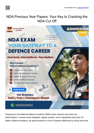 NDA Previous Year Papers Your Key to Cracking the NDA Cut Off