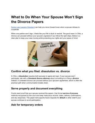 What to Do When Your Spouse Won’t Sign the Divorce Papers