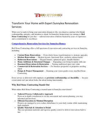 Sunnylea Home Renovation Experts | Professional Remodeling Services in Sunnylea