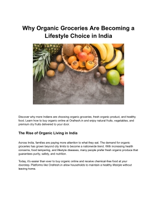 Why Organic Groceries Are Becoming a Lifestyle Choice in India