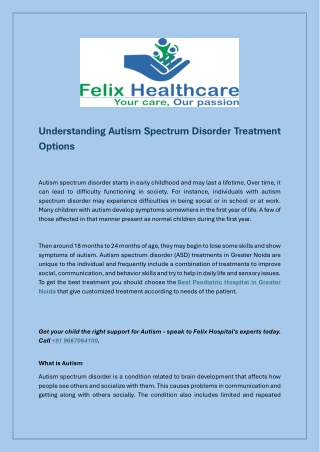 Understanding Autism Spectrum Disorder Treatment Options