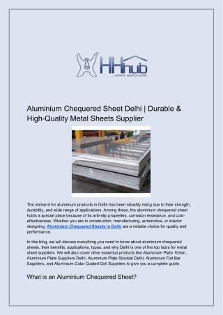Aluminium Chequered Sheet Delhi Durable & High Quality Metal Sheets Supplier