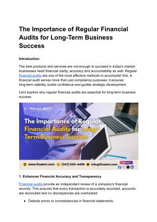 The Importance of Regular Financial Audits for Long-Term Business Success
