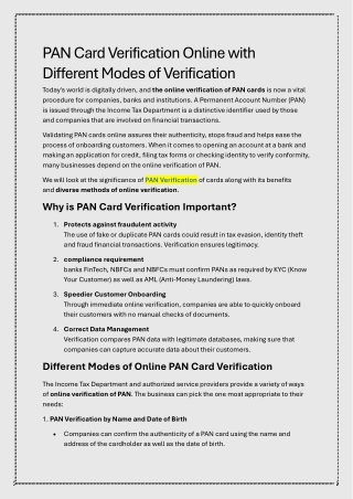 PAN Card Verification Online with Different Modes of Verification
