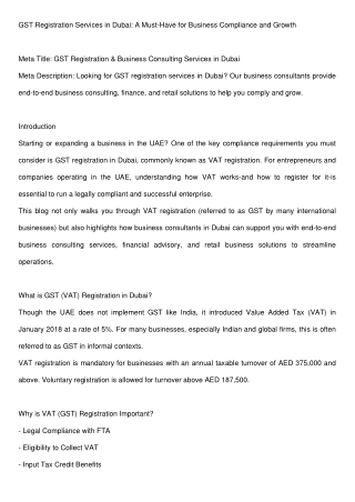 Corporate Tax Consultants in Dubai UAE | Tax Filing Services in Dubai