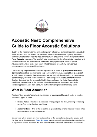 Acoustic Nest_ Comprehensive Guide to Floor Acoustic Solutions