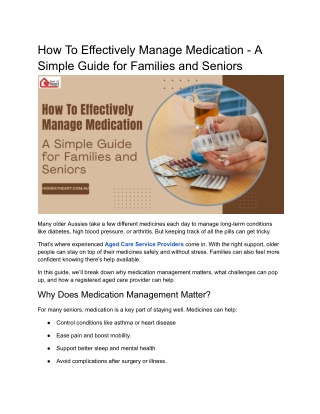 How To Effectively Manage Medication - A Simple Guide for Families and Seniors