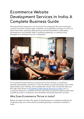 Ecommerce Website Development Services in India: A Complete Business Guide