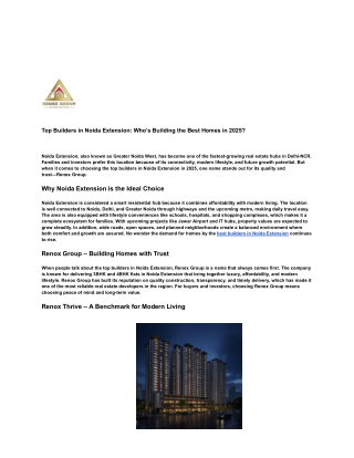 Top Builders in Noida Extension_ Who’s Building the Best Homes in 2025