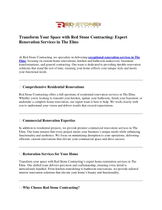 Elms Renovation Services | Professional Home Remodeling Solutions by Redstone