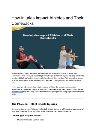 How Injuries Impact Athletes and Their Comebacks