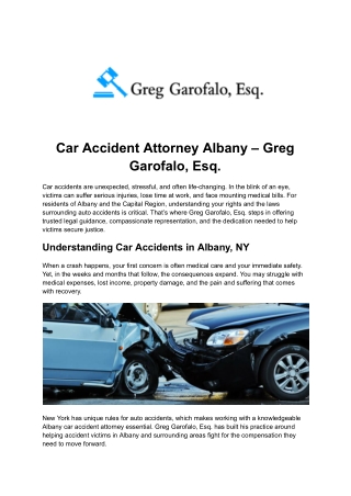 Car Accident Attorney Albany – Greg Garofalo, Esq