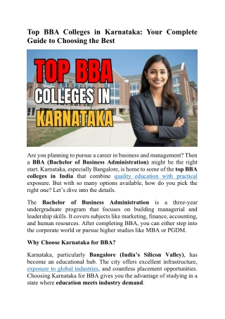 Top BBA Colleges in Karnataka