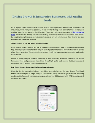 Driving Growth in Restoration Businesses with Quality Leads