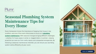 Seasonal Plumbing System Maintenance Tips for Every Home